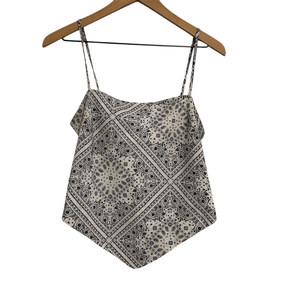 Cloud Ten Black & White Bandana Paisley Crop size Medium